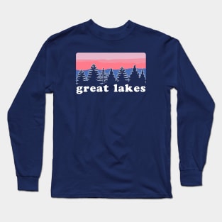 Great Lakes Pine Tree Sunset Long Sleeve T-Shirt